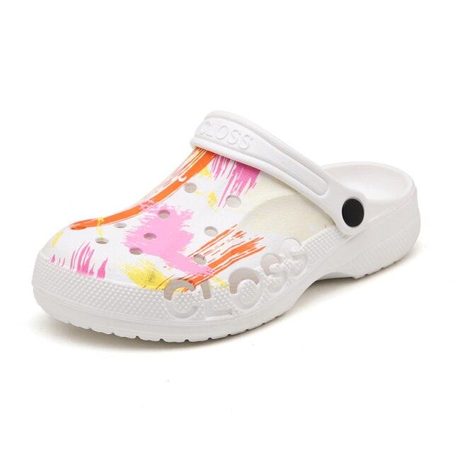 Camouflage Couple Style Men's Summer Hole Shoes Rubber Clogs Garden Shoes Flat Man Non-Slip Outdoor Indoor Slippers Lightweight Hiking Summer Walking Water Beach Shoes Stevvex