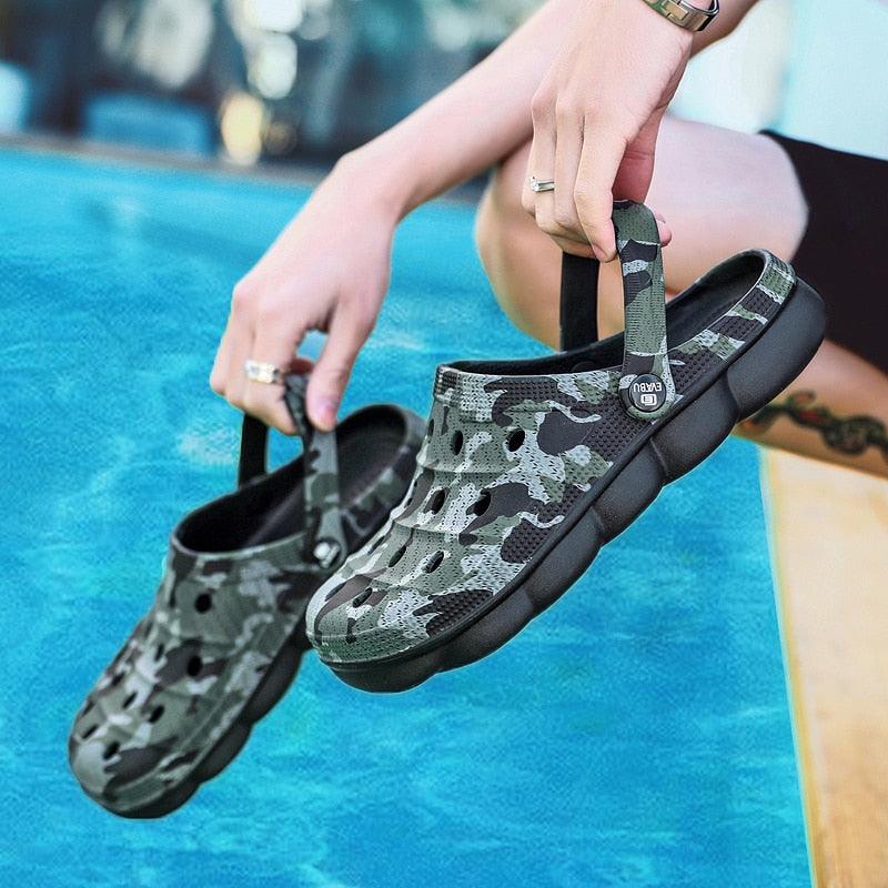 Camouflage Men Clogs Sandals Summer Outdoor Slippers Beach Aqua Shoes Slip On Flip Flops Garden Sandals Casual Outdoor Lightweight Clog Fashion Slip-On Sport Shoe Breathable Design Shoes Stevvex