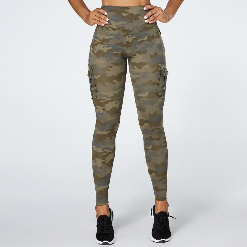 Camouflage Yoga Pants With Pockets Women Fitness Leggings Workout Sports Pocket Women Green Leggings Slim Skinny Gym Leggings Pants Push Up Elastic Slim Pants For Autumn And Winter Stevvex