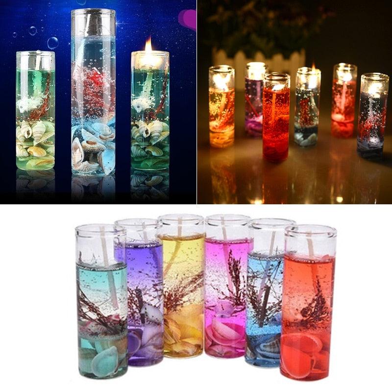 Candle Color Fragrance Smokeless Candle Ocean Shell Jelly Candle Scented Pillar Candles Ocean Scented Candles Long Lasting Blue Candles for Home Scented Candles ForWedding Valentine's Day Christmas Stevvex