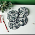 Candy Cane Stripe Braided Cotton Coasters Set Of 4 Holiday Table Protectors
