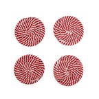 Candy Cane Stripe Braided Cotton Coasters Set Of 4 Holiday Table Protectors