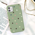 Candy Color Cute Love Heart Phone Case For Iphone 13 12 11 Pro Max Soft Silicon Purple White Silicone Case With Little Heart Pattern Slim Shockproof Protective  Back Cover Stevvex