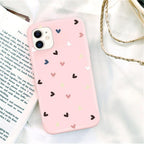 Candy Color Cute Love Heart Phone Case For Iphone 13 12 11 Pro Max Soft Silicon Purple White Silicone Case With Little Heart Pattern Slim Shockproof Protective  Back Cover Stevvex