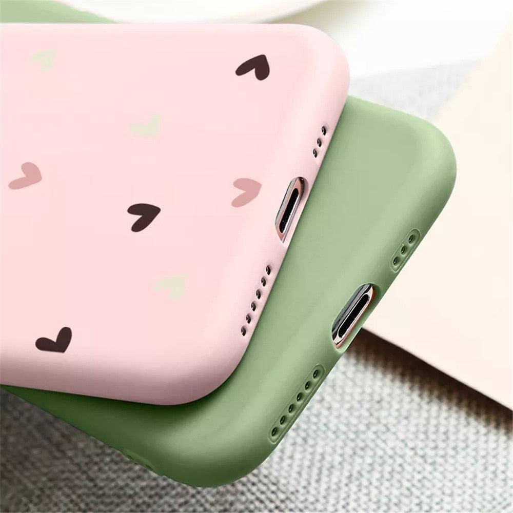 Candy Color Cute Love Heart Phone Case For Iphone 13 12 11 Pro Max Soft Silicon Purple White Silicone Case With Little Heart Pattern Slim Shockproof Protective  Back Cover Stevvex