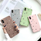 Candy Color Cute Love Heart Phone Case For Iphone 13 12 11 Pro Max Soft Silicon Purple White Silicone Case With Little Heart Pattern Slim Shockproof Protective  Back Cover Stevvex