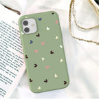 Candy Color Cute Love Heart Phone Case For Iphone 13 12 11 Pro Max Soft Silicon Purple White Silicone Case With Little Heart Pattern Slim Shockproof Protective  Back Cover Stevvex