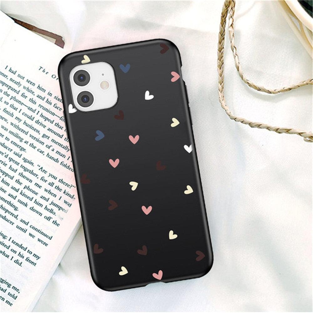Candy Color Cute Love Heart Phone Case For Iphone 13 12 11 Pro Max Soft Silicon Purple White Silicone Case With Little Heart Pattern Slim Shockproof Protective  Back Cover Stevvex