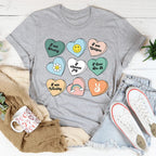 Candy Hearts Positivity Affirmations Tee Peachy Sunday