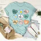 Candy Hearts Positivity Affirmations Tee Peachy Sunday
