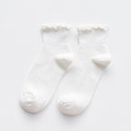 Candy High Quality Lace Solid Color Cute Sweet Girl Fashion Socks Pure Cotton Wood Ear Light Mouth Cotton Novelty Socks Unisex Crew Socks For Men And Women Stevvex