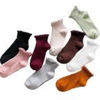 Candy High Quality Lace Solid Color Cute Sweet Girl Fashion Socks Pure Cotton Wood Ear Light Mouth Cotton Novelty Socks Unisex Crew Socks For Men And Women Stevvex