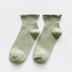 Candy High Quality Lace Solid Color Cute Sweet Girl Fashion Socks Pure Cotton Wood Ear Light Mouth Cotton Novelty Socks Unisex Crew Socks For Men And Women Stevvex
