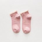 Candy High Quality Lace Solid Color Cute Sweet Girl Fashion Socks Pure Cotton Wood Ear Light Mouth Cotton Novelty Socks Unisex Crew Socks For Men And Women Stevvex