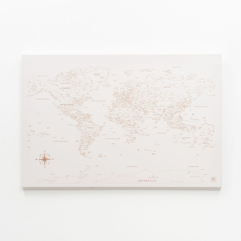 World Map on Canvas - Beige - SJB-DIAMOND ELITES