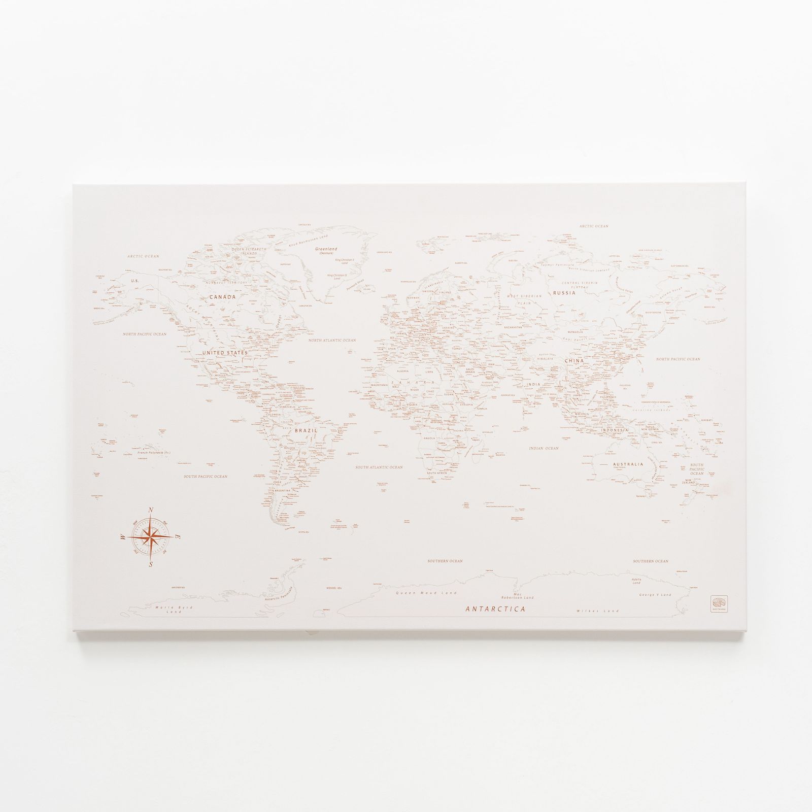 World Map on Canvas - Beige - SJB-DIAMOND ELITES