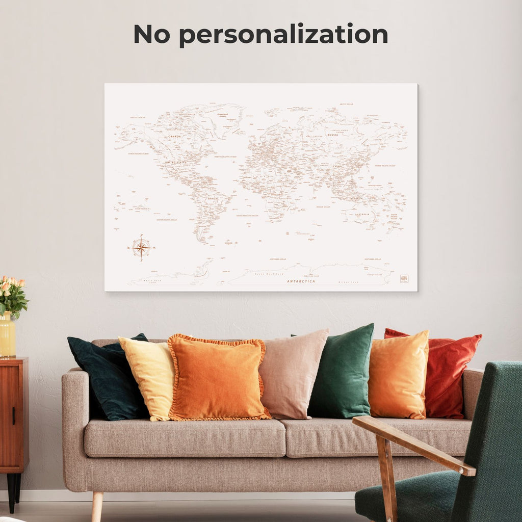 World Map on Canvas - Beige - SJB-DIAMOND ELITES