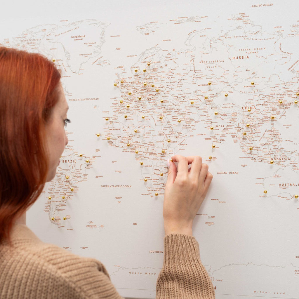 World Map on Canvas - Beige - SJB-DIAMOND ELITES