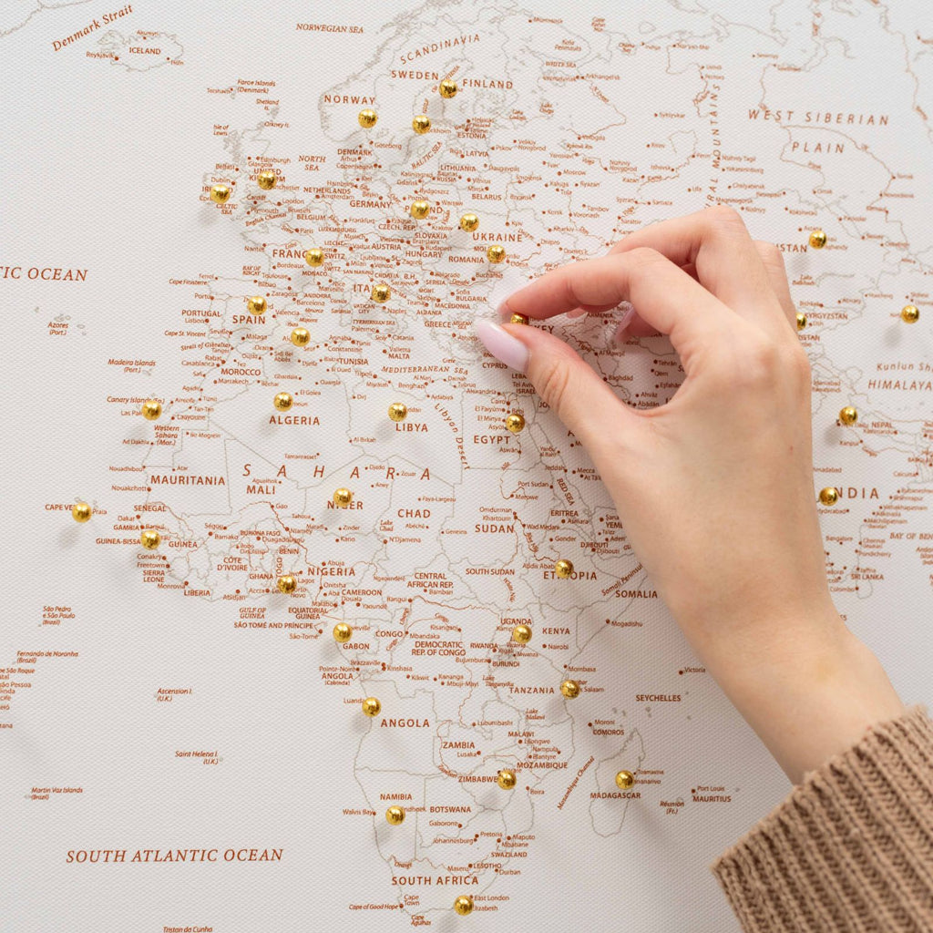 World Map on Canvas - Beige - SJB-DIAMOND ELITES