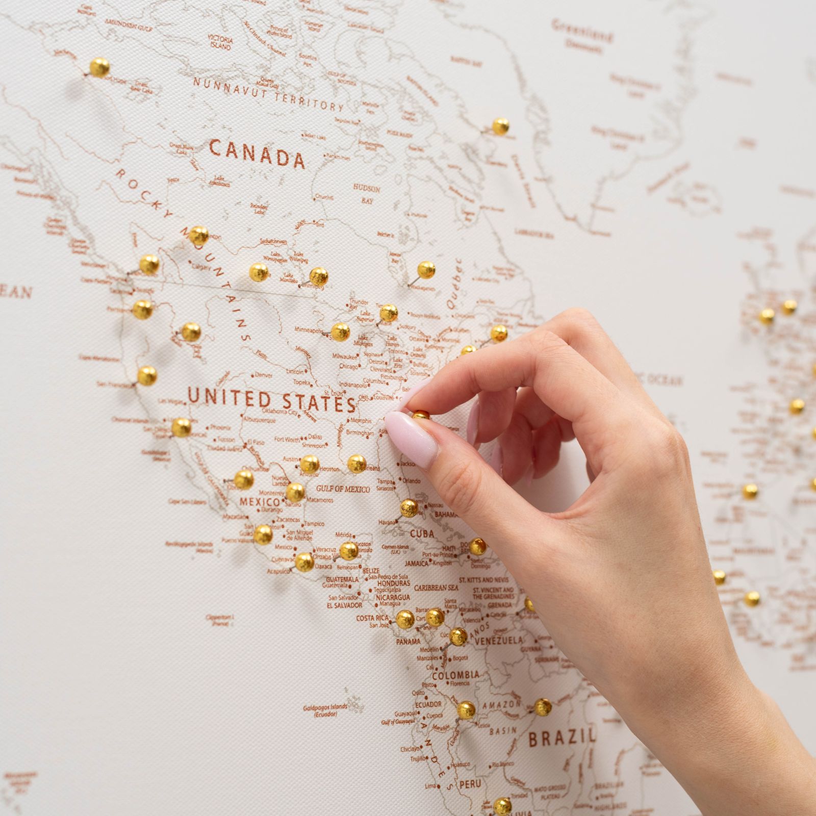 World Map on Canvas - Beige - SJB-DIAMOND ELITES