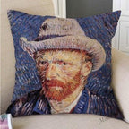 Canvas Throw Pillow Cover Famous Oil Painting Art Self Portrait Sunflower Starry Night Gallery Art Decoration Pillow Case Linen Cushion Cover Canvas Throw Pillow Cover Case for Couch Sofa Home Decoration Famous Picture Print 44x44cm Stevvex