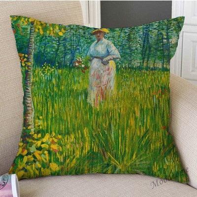 Canvas Throw Pillow Cover Famous Oil Painting Art Self Portrait Sunflower Starry Night Gallery Art Decoration Pillow Case Linen Cushion Cover Canvas Throw Pillow Cover Case for Couch Sofa Home Decoration Famous Picture Print 44x44cm Stevvex