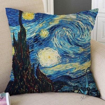 Canvas Throw Pillow Cover Famous Oil Painting Art Self Portrait Sunflower Starry Night Gallery Art Decoration Pillow Case Linen Cushion Cover Canvas Throw Pillow Cover Case for Couch Sofa Home Decoration Famous Picture Print 44x44cm Stevvex
