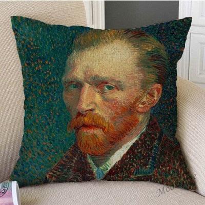 Canvas Throw Pillow Cover Famous Oil Painting Art Self Portrait Sunflower Starry Night Gallery Art Decoration Pillow Case Linen Cushion Cover Canvas Throw Pillow Cover Case for Couch Sofa Home Decoration Famous Picture Print 44x44cm Stevvex