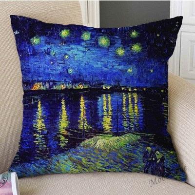 Canvas Throw Pillow Cover Famous Oil Painting Art Self Portrait Sunflower Starry Night Gallery Art Decoration Pillow Case Linen Cushion Cover Canvas Throw Pillow Cover Case for Couch Sofa Home Decoration Famous Picture Print 44x44cm Stevvex
