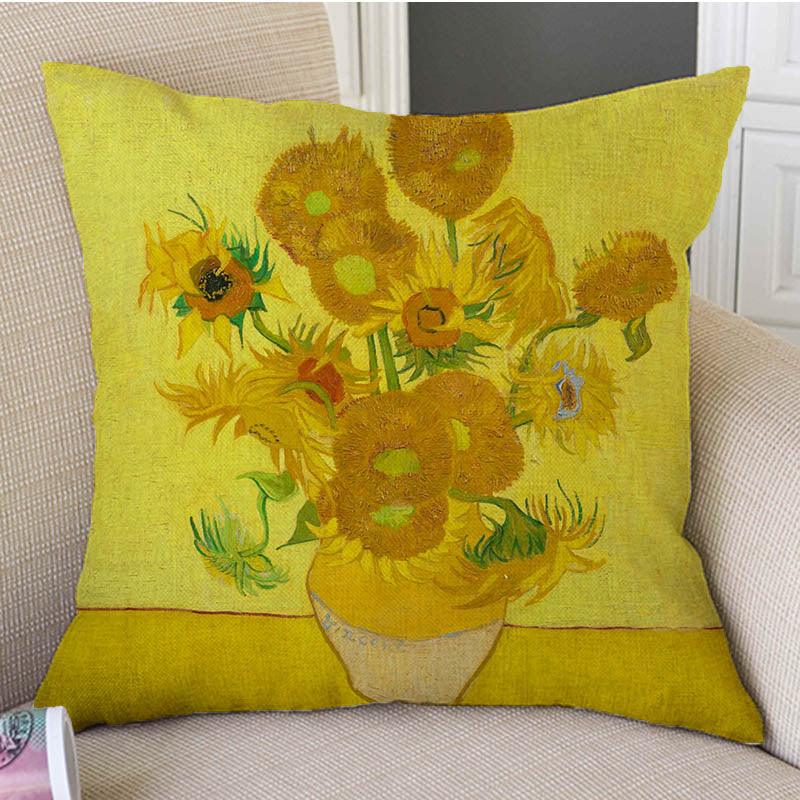 Canvas Throw Pillow Cover Famous Oil Painting Art Self Portrait Sunflower Starry Night Gallery Art Decoration Pillow Case Linen Cushion Cover Canvas Throw Pillow Cover Case for Couch Sofa Home Decoration Famous Picture Print 44x44cm Stevvex