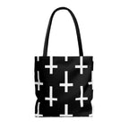 Large Tote Bag Black and White Seamless Cross Pattern