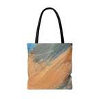 Large Tote Bag Blue Orange Abstract Pattern