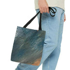 Large Tote Bag Blue Orange Abstract Pattern