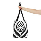 Large Tote Bag Floral Black Line Art Print 60110