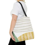 Large Tote Bag Green Textured Boho Pattern