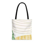 Large Tote Bag Green Textured Boho Pattern