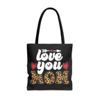 Large Tote Bag Love you Mom Leopard Print