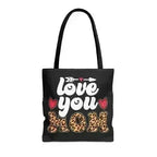 Large Tote Bag Love you Mom Leopard Print