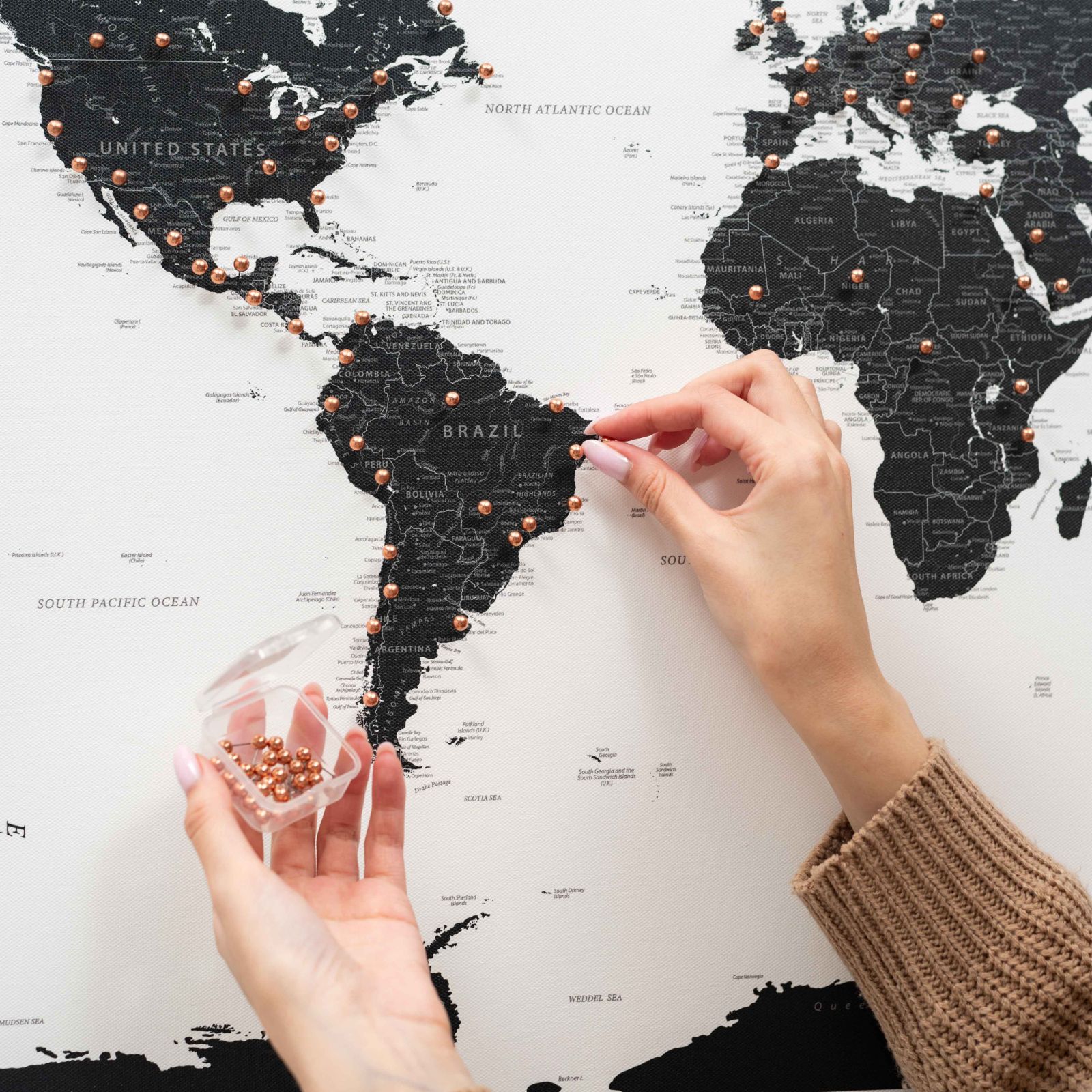 World Map on Canvas - Onyx - SJB-DIAMOND ELITES