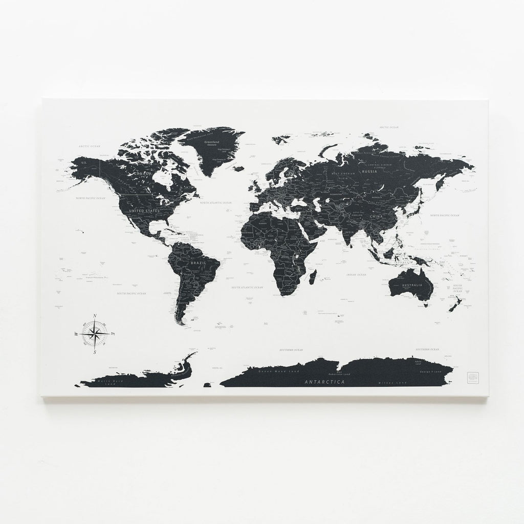 World Map on Canvas - Onyx - SJB-DIAMOND ELITES