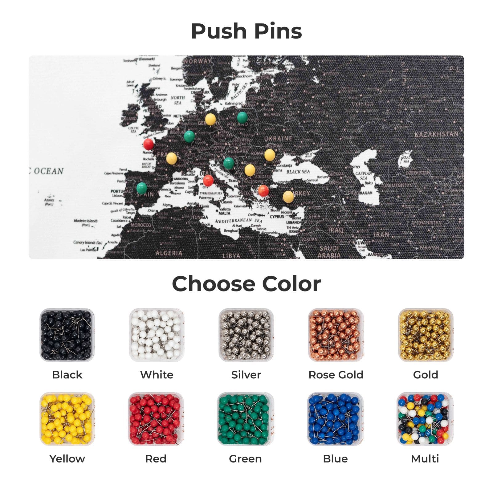 World Map on Canvas - Onyx - SJB-DIAMOND ELITES