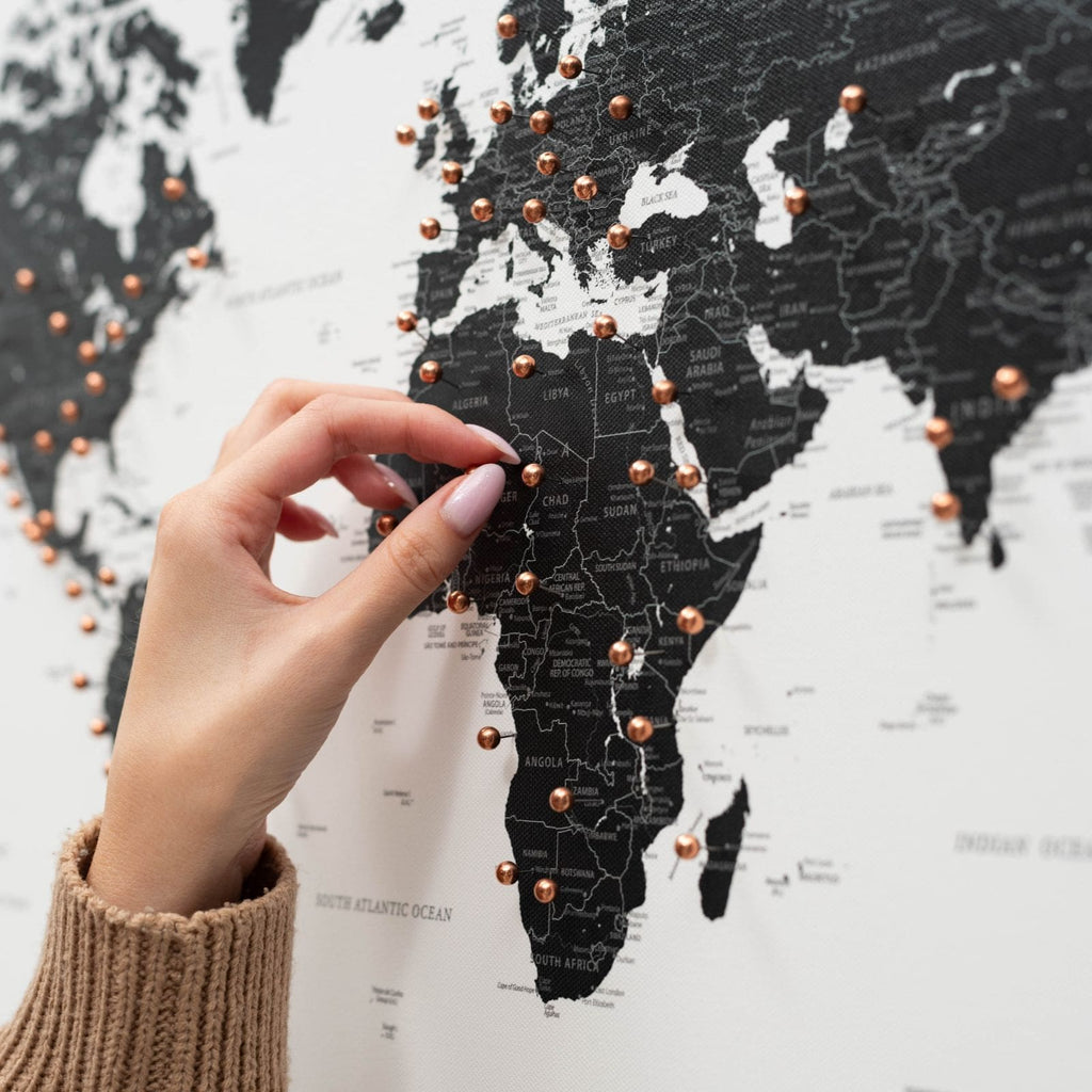 World Map on Canvas - Onyx - SJB-DIAMOND ELITES