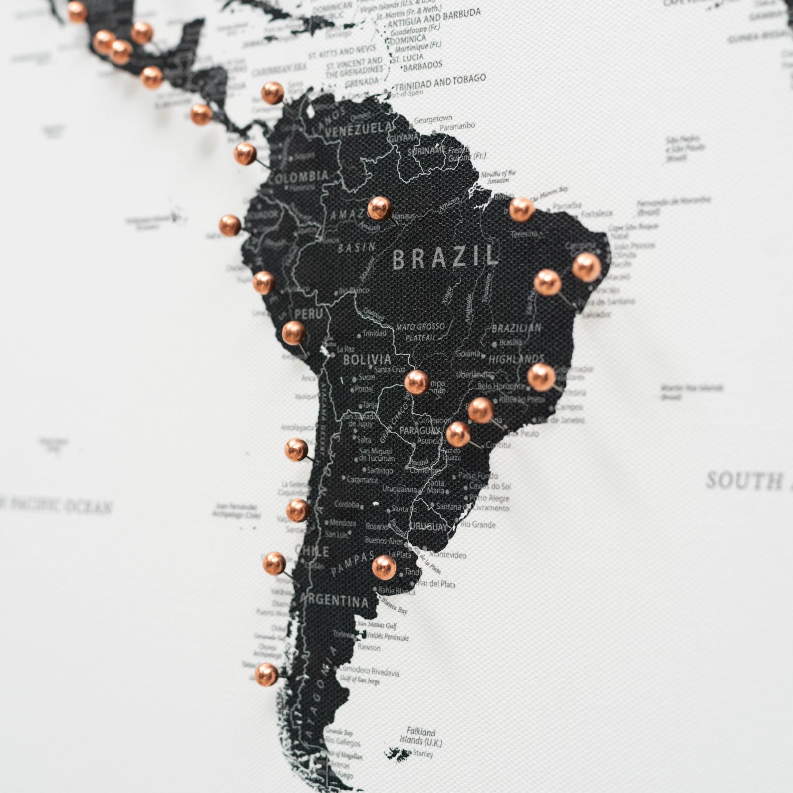 World Map on Canvas - Onyx - SJB-DIAMOND ELITES