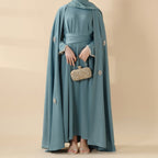 Cape Abaya, Haute Couture Heavy Rhinestone Abaya (MOA067) Mariam's Collection