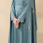 Cape Abaya, Haute Couture Heavy Rhinestone Abaya (MOA067) Mariam's Collection