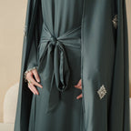 Cape Abaya, Haute Couture Heavy Rhinestone Abaya (MOA067) Mariam's Collection