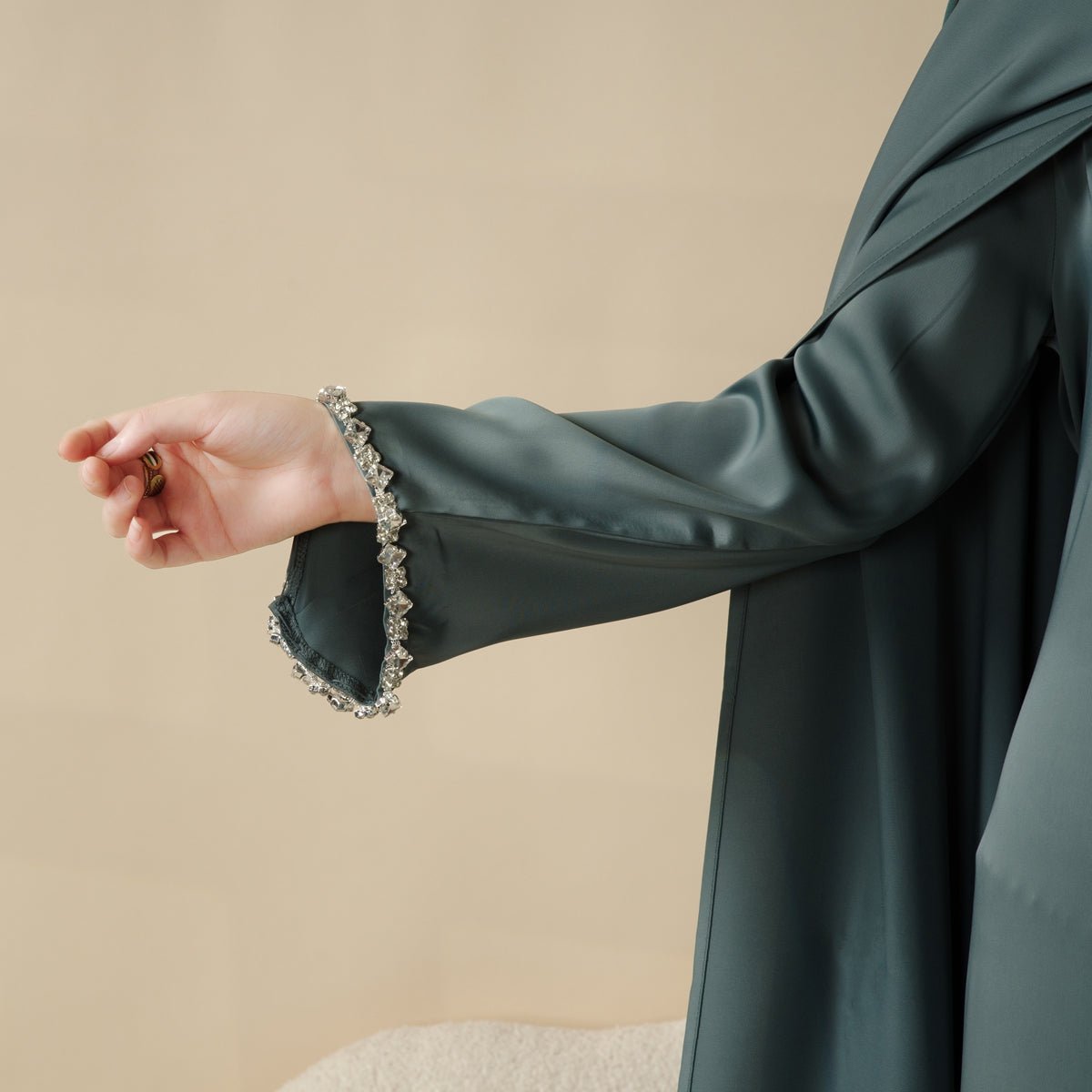 Cape Abaya, Haute Couture Heavy Rhinestone Abaya (MOA067) Mariam's Collection