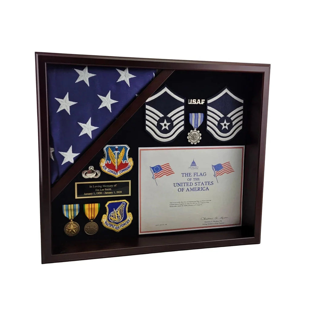 Handcrafted Hardwood Capitol Flag and Certificate Display Case. Veterans Prefer Flag Cases Made in the USA! The Military Gift Store