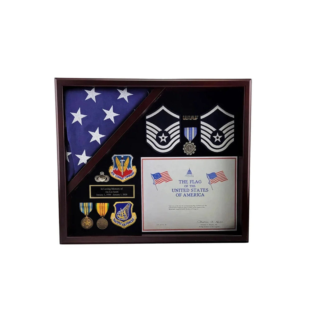 Handcrafted Hardwood Capitol Flag and Certificate Display Case. Veterans Prefer Flag Cases Made in the USA! The Military Gift Store
