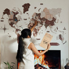 3D Wooden World Map Cappuccino Enjoy The Wood
